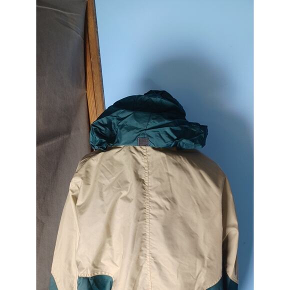 Vintage MV Sport Vinyl Beige & Green Fishing Jacket Lightweight Hooded - Picture 5 of 13